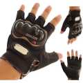 Bike Motorcycle Half Glove Black - L. 