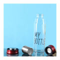 Crystal Clear Glass Water Bottle With Cover Bag My Bottle- 550ml. 