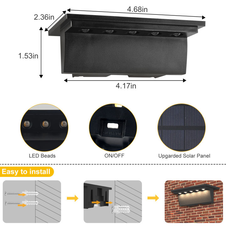 Solar balcony guardrail, terrace wall light, waterproof light ...
