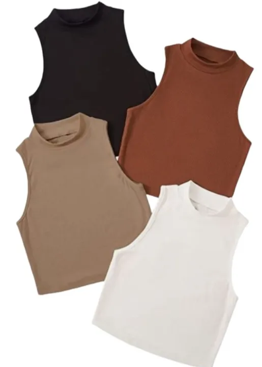 Mock Neck Sleeveless Crop Top