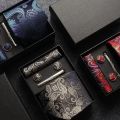 100% Silk Necktie Paisley Floral Mens Tie Top Quality Business Tie Pocket Square Tie Clip Cufflinks Set Classic For Men Gift Box. 