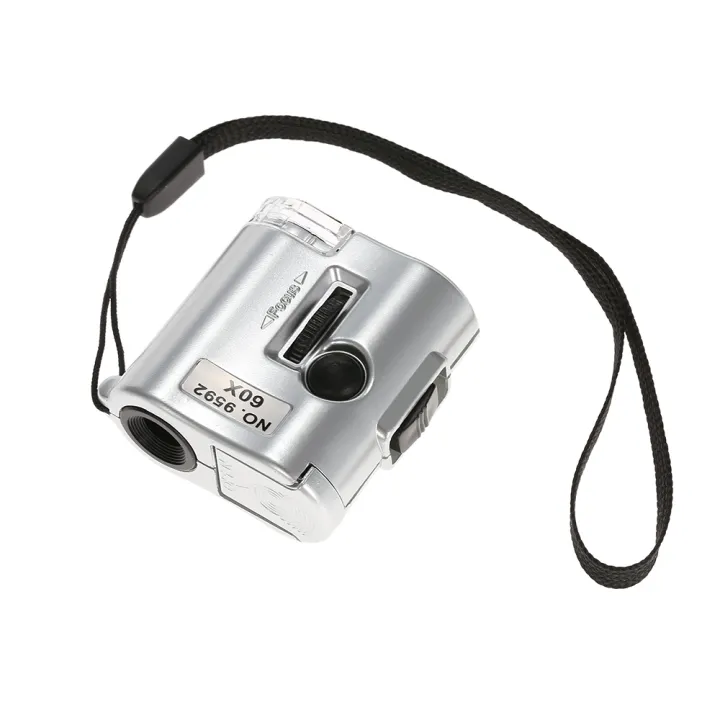 60X Mini Microscope Jeweler Loupe Lens Illuminated Magnifier Glass with LED UV Light