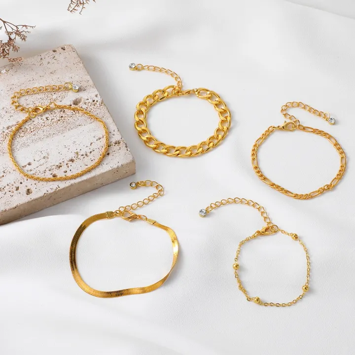 Enacolor%20%205Pcs/Set%20Elegant%20Female%20Gold%20Metal%20Thick%20Chain%20Bracelets%20for%20Women%20Accessories%20-%20Image%205