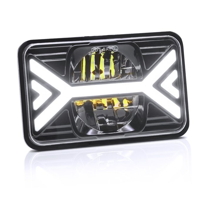 5inch Car LED Headlights 4x6 inch Headlamp with White High/Low Beam DRL Amber Turn Signal - 1pcs