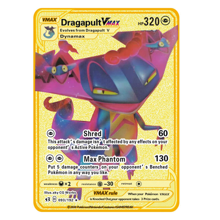 【New Arrivals】【New Arrivals】Pokemon VMax Series Fighting Game Gold Cards Metal Pikachu Pokemon Cards Charizard Sylveon Gift Kids Game Collection Cards