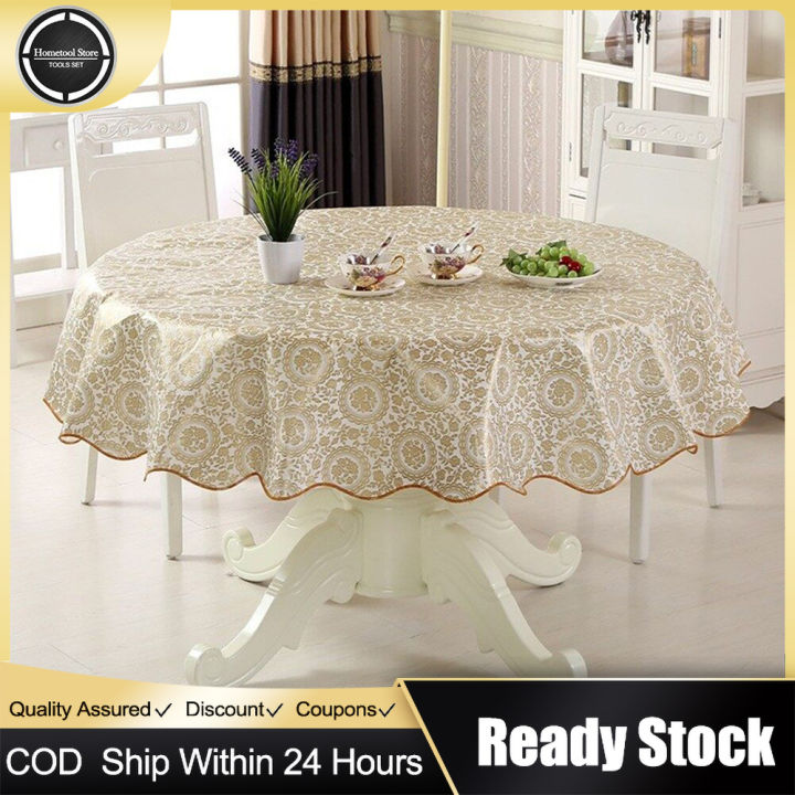 【ZOSR】Round Table Cloth Table Cloths Round For 6 Seaters 4 Seaters Round Table Cover PVC Printed Table Cloth Tea Table Cloth Waterproof Oil-Proof And Scald-Proof Disposable