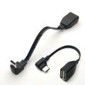 Type-C OTG to USB Female adapter USB 2.0 90 degree Right angle elbow bend short 10CM 20cm 30CM 50CM. 