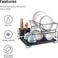2 Layer Dish Drying Rack, Over The Sink Dish Drying Rack, Stainless Steel Dish Racks for Kitchen Counter, Kitchen Dish Drainer with Drainboard. 