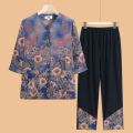 Old Women's Summer Grandma's Clothes Shirt 60 Years Old 70 Old Clothes Old Lady Shirt Middle-Aged Mom Suit. 