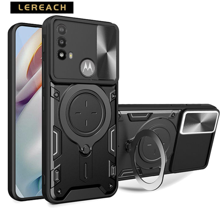 Lereach For Motorola Moto G62 5G Mobile Cover Case Camera Thick  Armor Car Ring Bracket Shockproof Back Cover