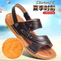 Handmade Cowhide Gum-Rubber Outsole Men's Leather Sandals Men's Non-Slip Beach Shoes Men's Shoes Men's Slippers Real Cow Leather Sandals. 