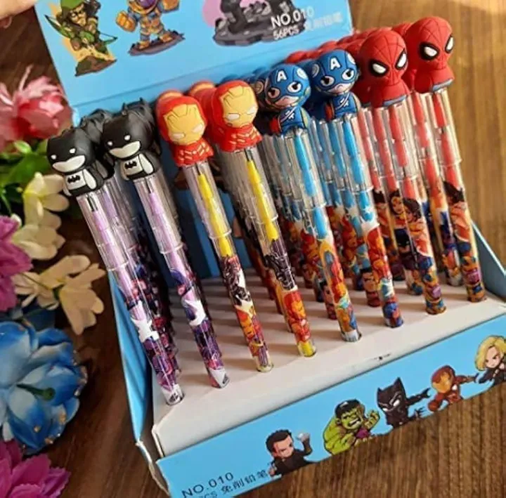 3 PCS GIFTZILLA |stationary for Kids|Cute Avengers Pencils- Batman, Ironman,Spiderman and Caption America Pencils|Birthday Return Gift Stationary (Pack of 3)