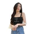 Trending Fashion Women/ Fitted Ladies Cotton Fabric Hot And Sexy Sleeveless Off Shoulder Square Neck Printed Half Short Crop Classy Elegant Casual Dress Blouse Polka Cami T-Shirt Tee Tshirt / In Black Colour  Free One In S, M, L, Xl Size. 