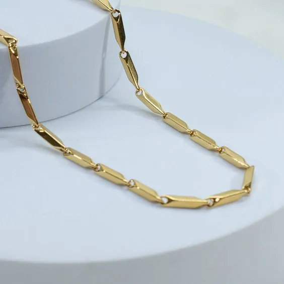 Vintage%2018K%20Yellow%20Gold%20Bamboo%20Link%20Chain%20Necklace%20For%20Men%20&%20Women%20-%20Image%203