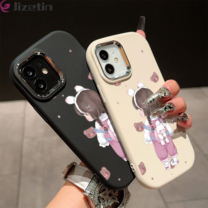 Jizetin for Realme C2 A1K C11 C12 C25S C20 C21Y C35 C51 C53 C55 C67 Note 50 Narzo N53 N55 Narzo 20 30A GT3 Neo5 5G Back Cover The Back of The little Girl Bright Lens Frame Candy Soft Rubber Phone Cases