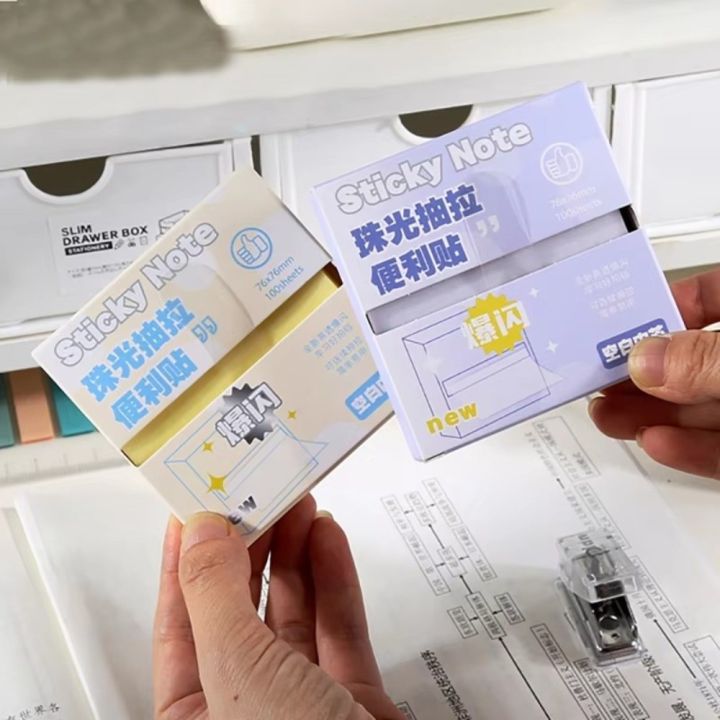 New Pull Out Design Sticky Notes Macaron Color Translucent Memo Pad Paper Self-Adhesive DIY Planner Sticker Office School Stationery