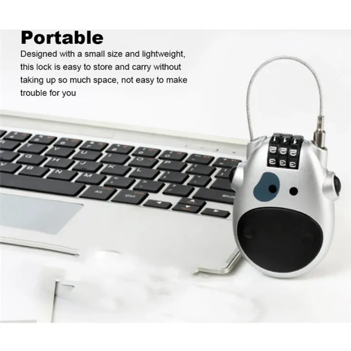 Telescopic Coded Lock Cartoon Cow Lock with Retractable Steel Cable ...