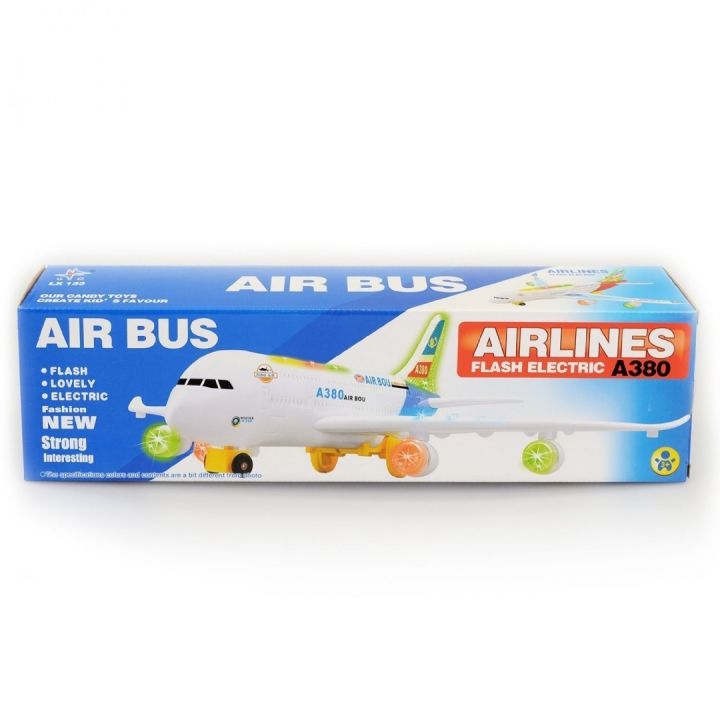 Airplane Toys For Kids Electric A380 Detachable Plane Toys With LED Flashing Light Music Bump And Go Electric Model Plane