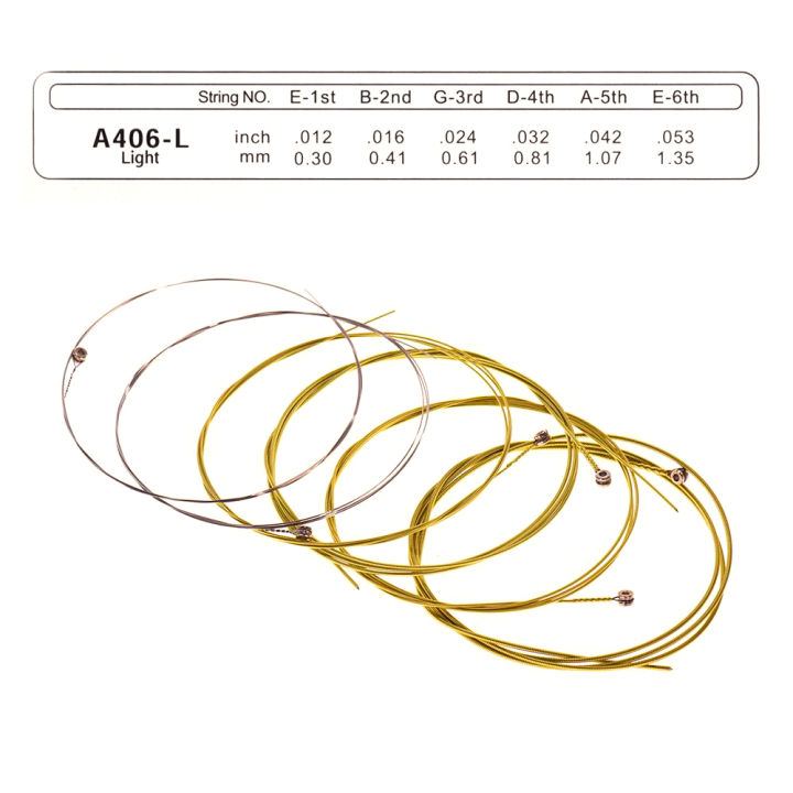 Aucostic Guitar Strings E to A (1 Set 6pcs) for Acoustic Folk Box Guitar Classic Guitar Bronze Color Guitar Strings/ Wire Set