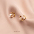 Gold Color Simple Pearl Ear Clip Earrings For Women Without Piercing Minimalist Fashion Jewelry. 