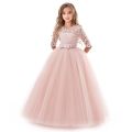 Lace Princess Dress for Girls 6-14 Yrs Long Sleeve Wedding Party Gown Birthday Children Tulle Dress Teenage Formal Long Dress. 