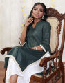 Spring & Summer Chinese Collared Kurtha with Lace Details. 