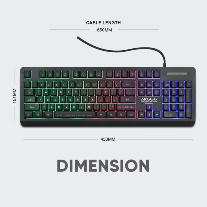 Armaggeddon AK666 Kalashnikov Spill Proof Backlit Membrane Gaming Keyboard