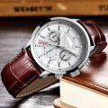 High Quality Leather Band LIGE Watch Luxury Quartz Analog Wrist Watches For Men Gents Boys Gift - Brown White 170740846 Time_Zone LK. 