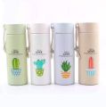Cactus Motif Drinking Bottle, 450ml Glass Material - Unique cactus bottle. 