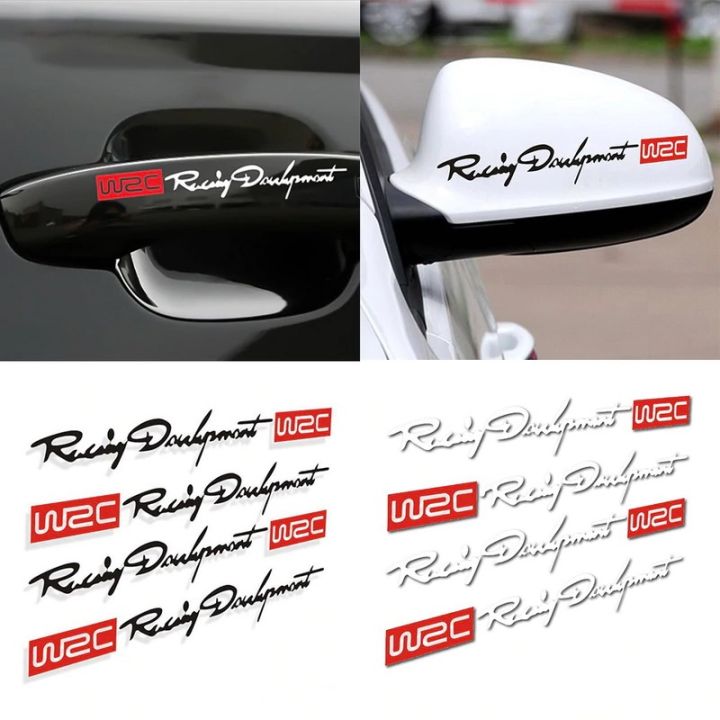 Wrc Racing Development Sticker 4Pcs Car Racing Development WRC Car Door Handle Mirror Dual Color ...