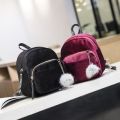 【HOT】 Women Backpacks Velvet Backpack Veludo Schoolbag Zipper With Pompom Fashion Casual Mini Backpacks Female Bags For Teen Girls. 