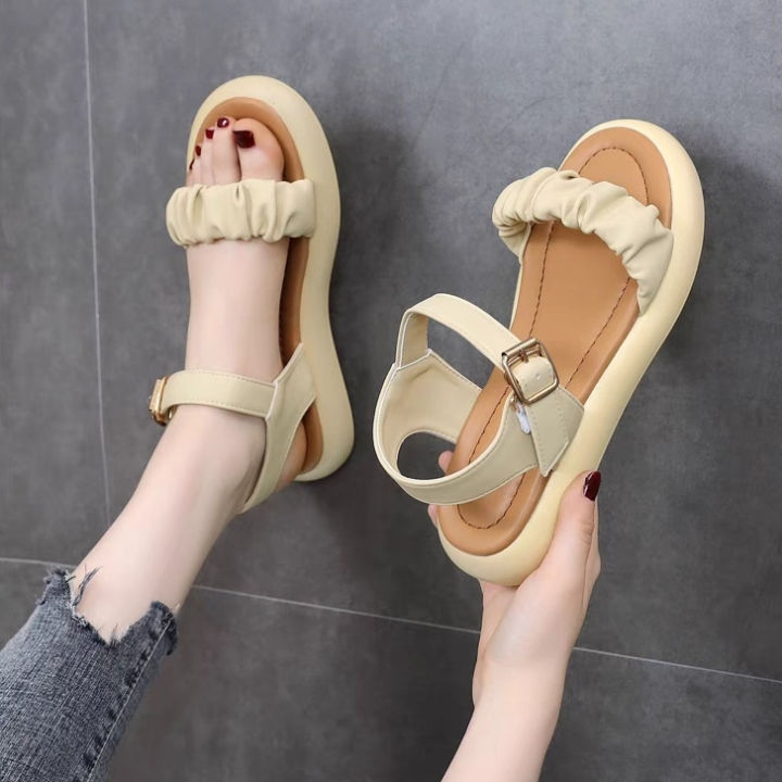 Lightweight%20Flat%20Women's%20Cute%20Platform%20Sandals%20Korean%20Style%20Versatile%20Mid%20Heel%20round%20Head%20Leisure%20Soft%20Bottom%20Beach%20Sandals%20for%20Students%20-%20Image%202
