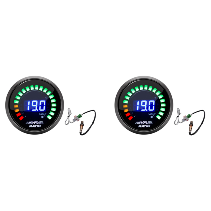 2pcs 52mm Air Fuel Ratio Gauge LED Digital Display with Narrowband O2 ...