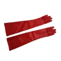 Kqueebee Pair of Stylish Red Solid Color PU Leather Long Gloves For Women. 
