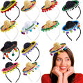 Kids Funny Hats Hairball Headdress Mexican Mini Hat Sombrero Hat With Headband Adult Pet Birthday Party Decoration Accessories. 