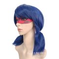 Miracle Girl cosplay ladybug mask wig dark blue braid girl anime wig latex eye mask. 