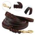 Dog Leash Walking Training Leash Lead Leather Dog Collar Leash Set Personalized Customized Dogs Collars Braided Leather Dog Leash Leather Good Quality Leash carry 500 Lb pull force. 