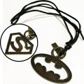 Men's Batman Logo, Superman Logo Pendant  Leather Necklace/ Fashion Pendant Chain / Fashion Pendant with Leather Chain /Fashion Necklace Leather Chain with Batman Logo, Superman   Logo Pendant for Men. 