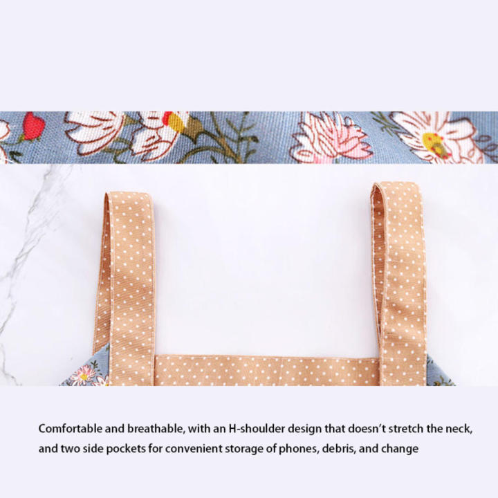 Apron%20Kitchen%20Sleeveless%20Oil%20Resistant%20Cute%20Korean%20Edition%20Home%20Cooking%20Apron%20Small%20Fragmented%20Flower%20Apron%20Household%20Cover%20Up%20-%20Image%205