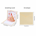 Birthday Surprise Musical and Light Musical Birthday Greeting Cards Led Creative Birthday Cake Postcards Hollow Paper Carving with Envelope Luxurious Foil Stamping Cards Birthday Gift. 