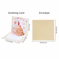 Birthday Surprise Musical and Light Musical Birthday Greeting Cards Led Creative Birthday Cake Postcards Hollow Paper Carving with Envelope Luxurious Foil Stamping Cards Birthday Gift. 