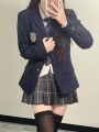 jk Uniform Suit Genuine Suit Jacket Women's College Style Cute Plaid Skirt Full Suit Spring and Autumn Three-Piece Women's Clothing. 
