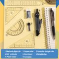 Math Set with Geometry Compass, Exam Stationery Examination Math Tools Engineering Compass Ruler. 