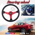 RASTP-14inch 350mm Universal Racing Drift Steering Wheel  Aluminum PU Car Sport Steering Wheels Car Accessories RS-STW020-TP（red）. 