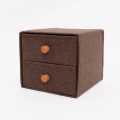 Wooden Handle Double Storage Box (Coffee). 