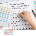 Universal Year Planner Daily Plan Paper Wall Calendar With 2 Sheet Eva Colorful Mark Stickers For Office School Home Supplies. 