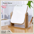 Wooden Desk Mirror High-Definition Portable Foldable Dressing Make Up Mirror 360 Degree Swivel Minimalistic Table Mirror Cermin. 