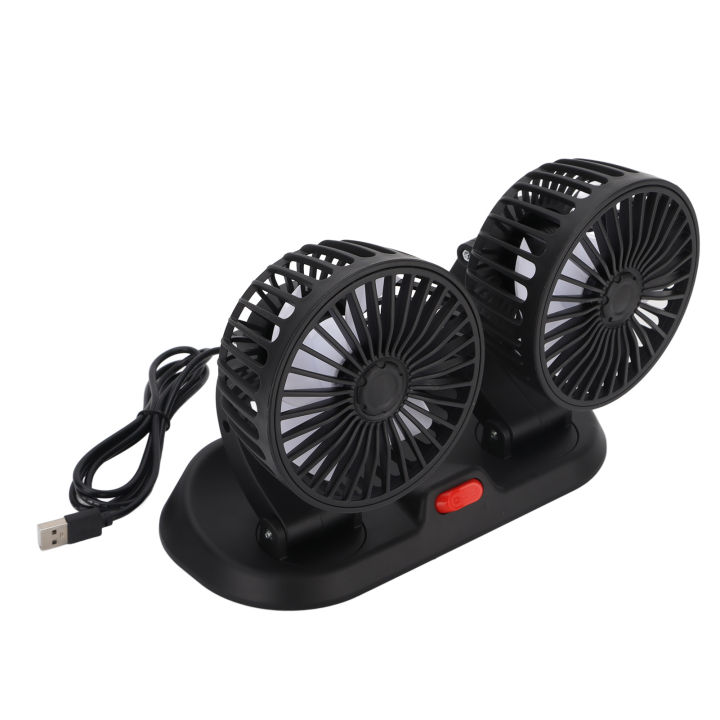 USB Car Fan DC Brushless Motor Dual Head 130cm Cable Powerful Airflow Dashboard Fan for Dashboard