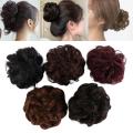 Women Natural Rubber Band Hairpieces Drawstring Fake Hair Curly Chignon Synthetic hair Messy Hair Donut Bun Elastic Band. 