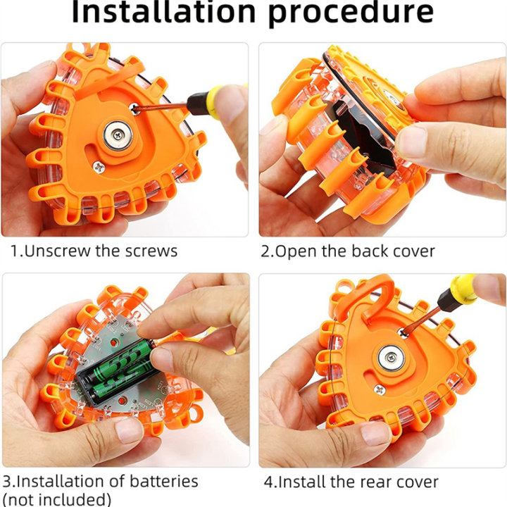 3Piece%20Roadside%20Safety%20Warning%20Lights%20Warning%20Light%20Roadside%20Warning%20Safety%20Disc%20Beacon%20Flashing%20Flare%20Kit%20,Triangle%20-%20Image%204